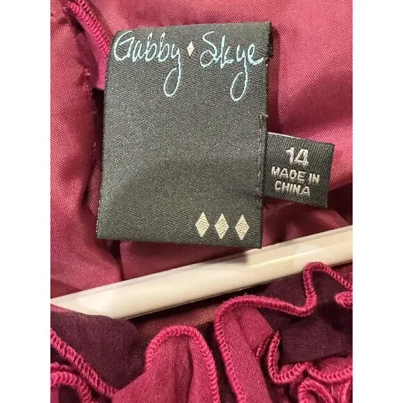 Gabby Skye Dress Sz 14 Pink Floral Ruffle Fit Flare Wedding Easter Office Boho - Picture 7 of 11